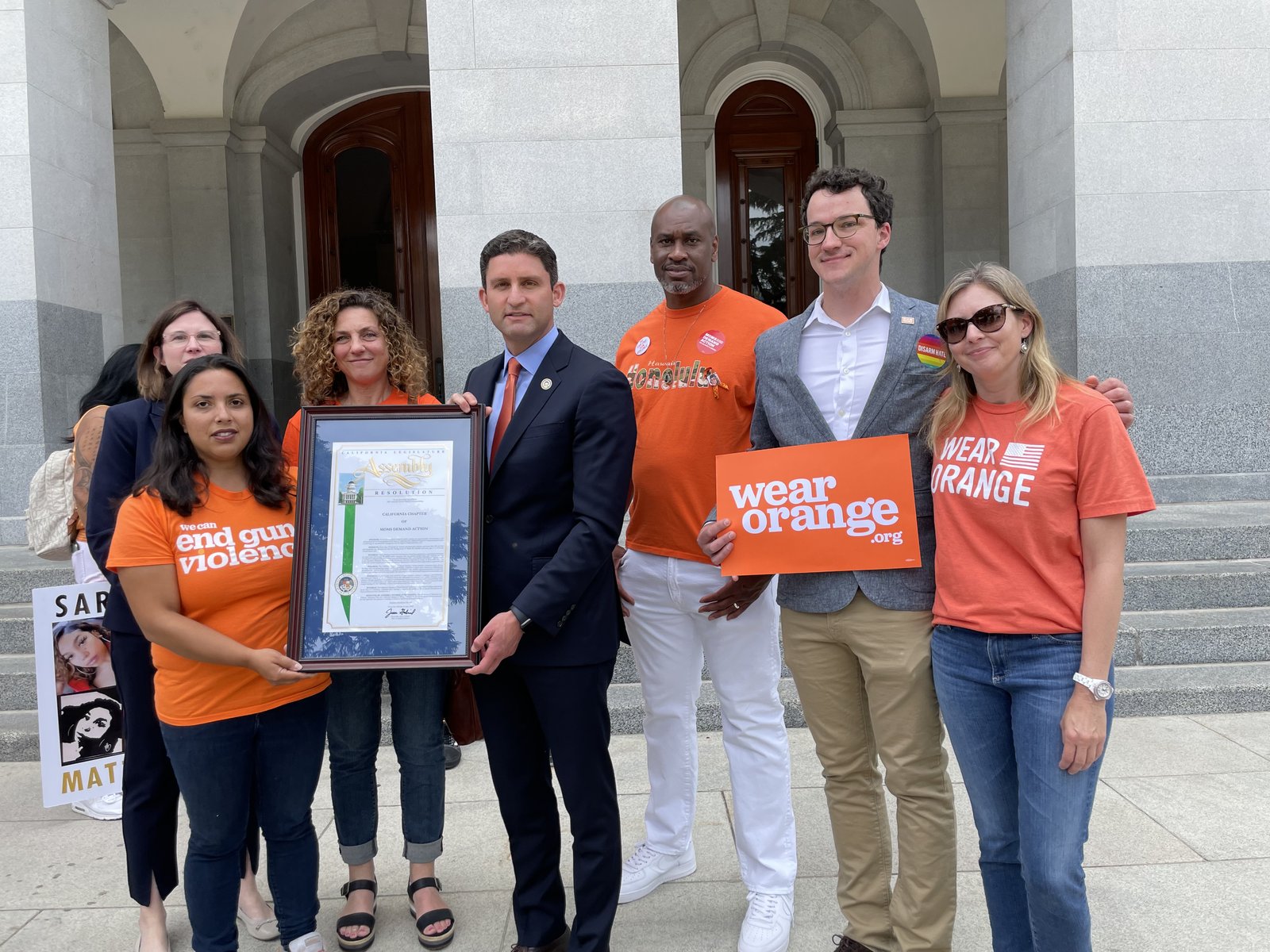 Jimmy Fremgen at a Moms Against Gun Violence press event on the California Capitol steps