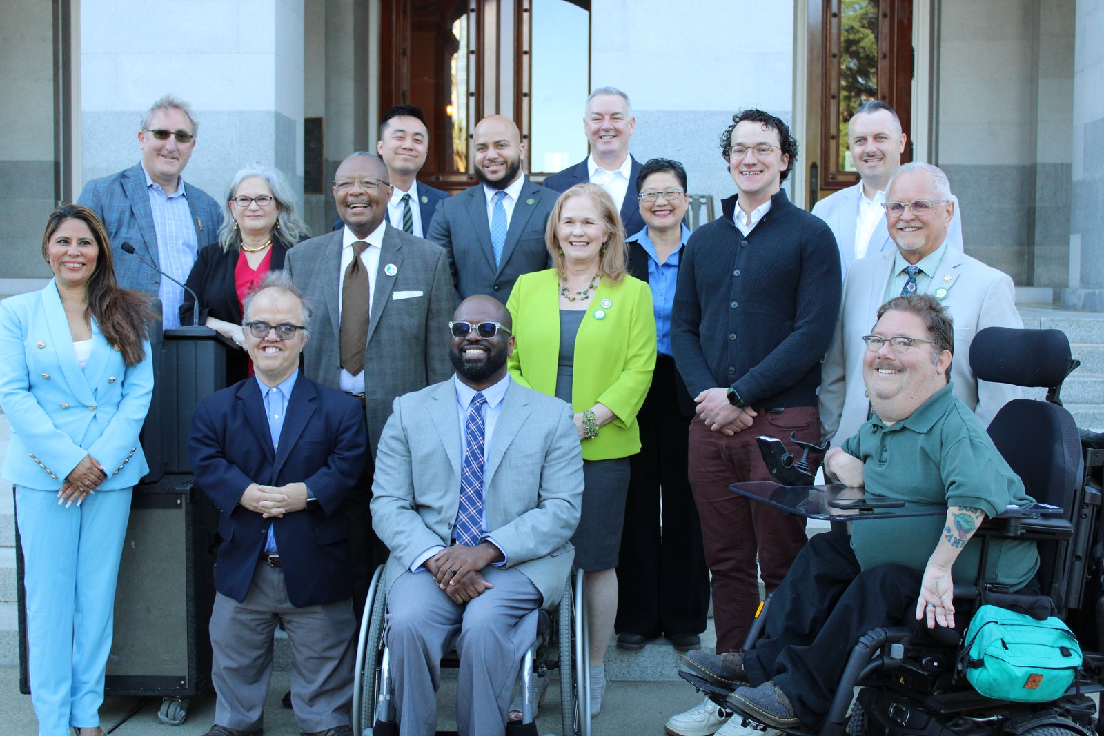 Members and advocates of California&rsquo;s Legislative Disability Caucus on the Capitol steps